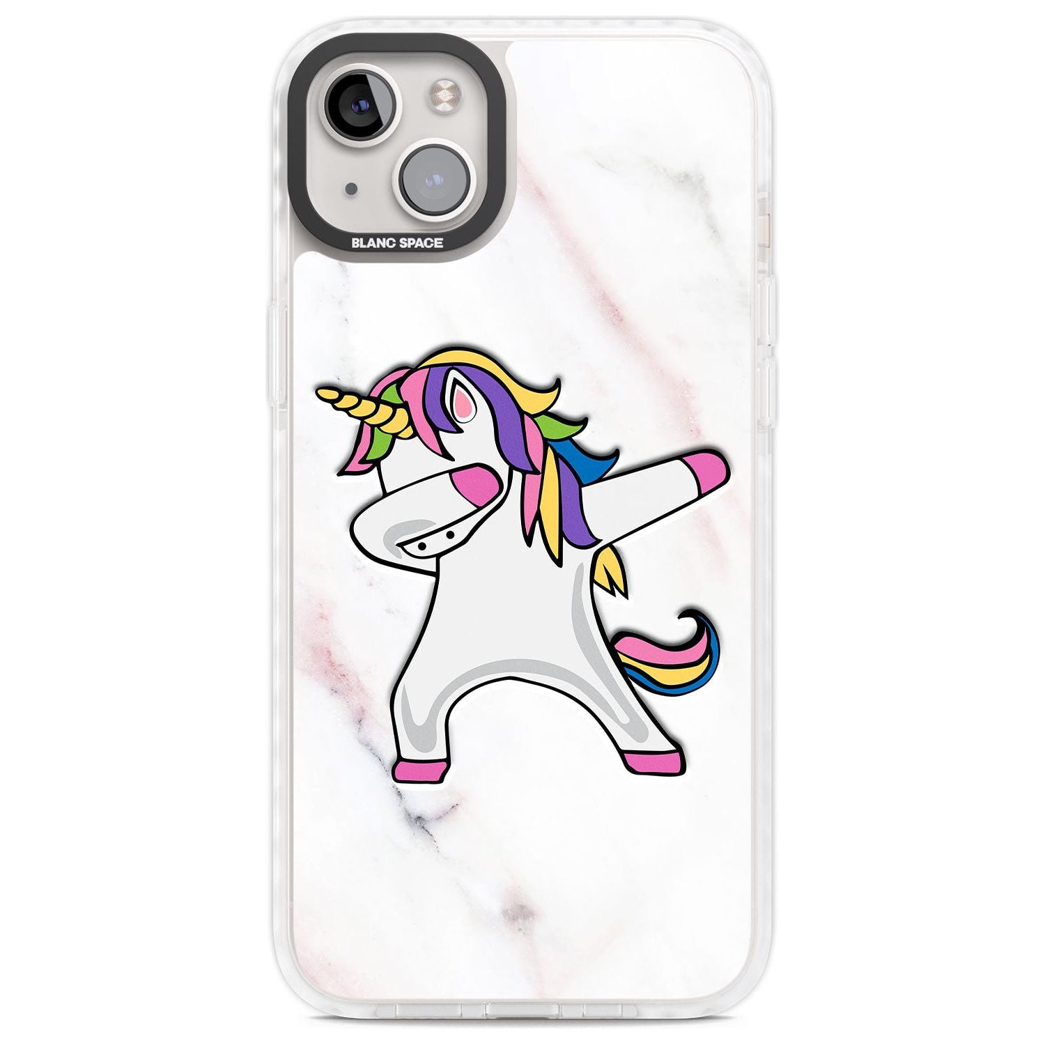 Designer Marble Unicorn Dab Phone Case iPhone 14 Plus / Impact Case Blanc Space