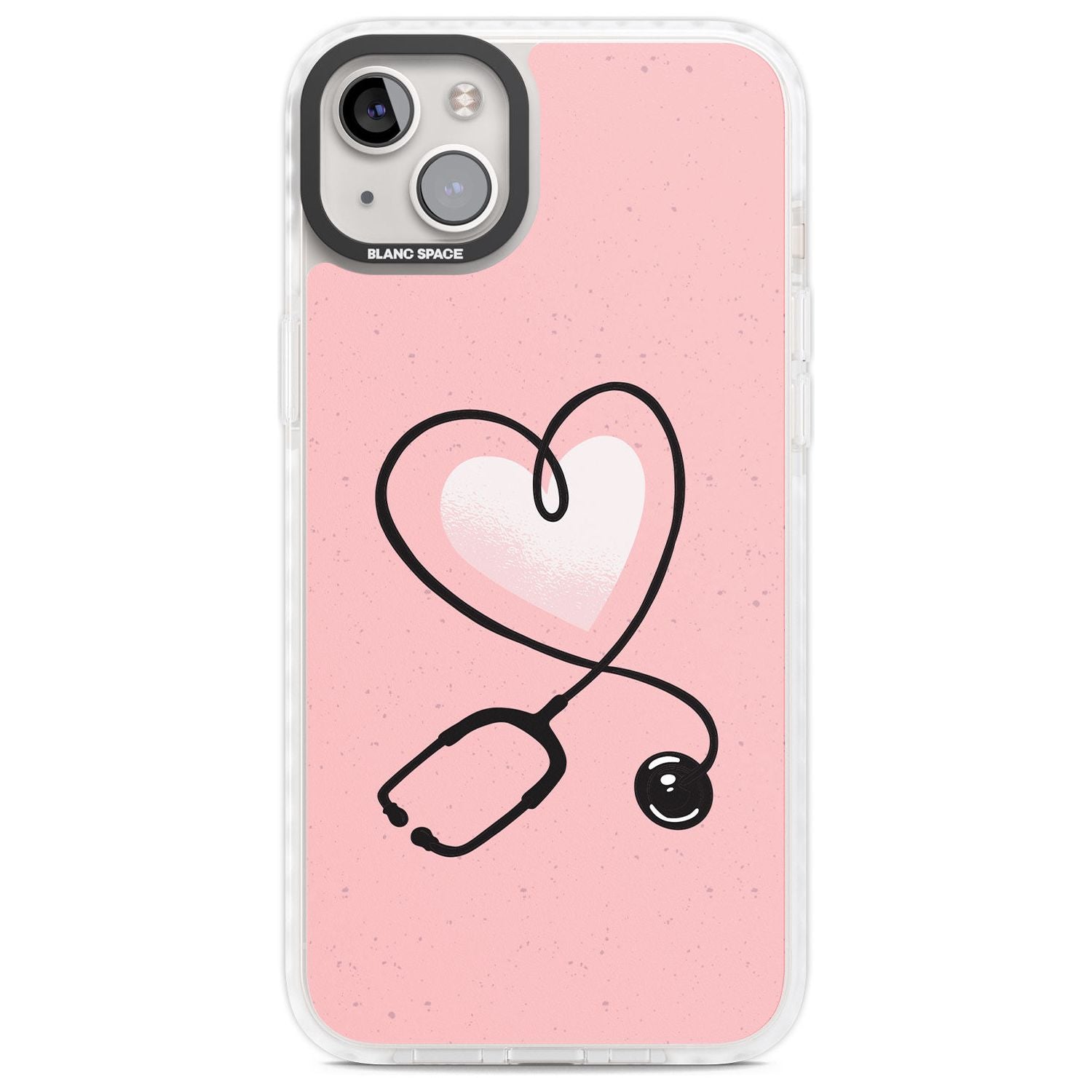 Medical Inspired Design Stethoscope Heart Phone Case iPhone 14 Plus / Impact Case Blanc Space