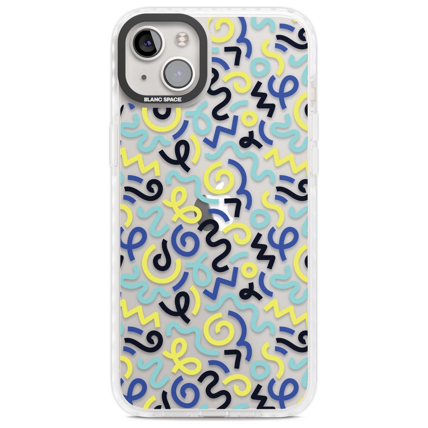 Blue & Yellow Shapes Memphis Retro Pattern Design