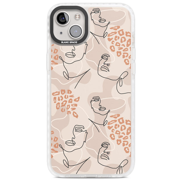 Leopard Print Stylish Abstract Faces Phone Case iPhone 14 Plus / Impact Case Blanc Space
