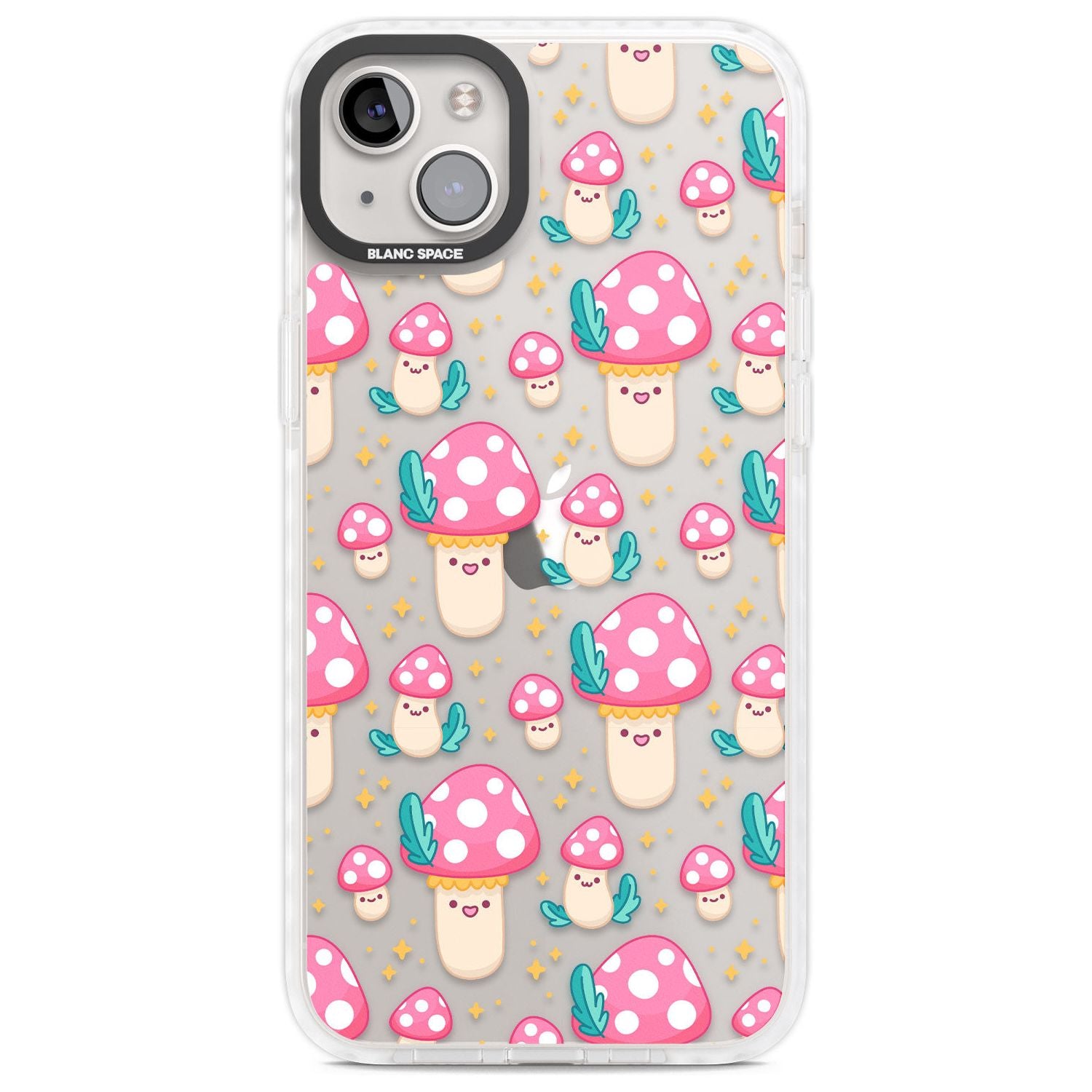 Cute Mushrooms Pattern Phone Case iPhone 14 Plus / Impact Case Blanc Space