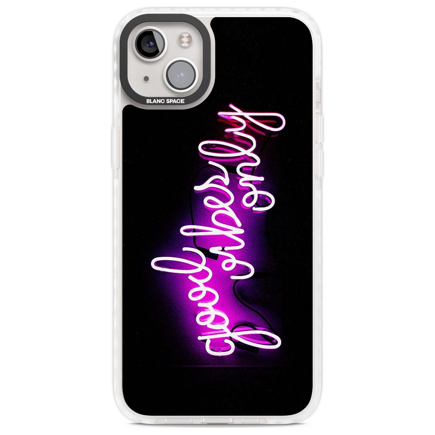 Good Vibes Only Pink Neon Phone Case iPhone 14 Plus / Impact Case Blanc Space