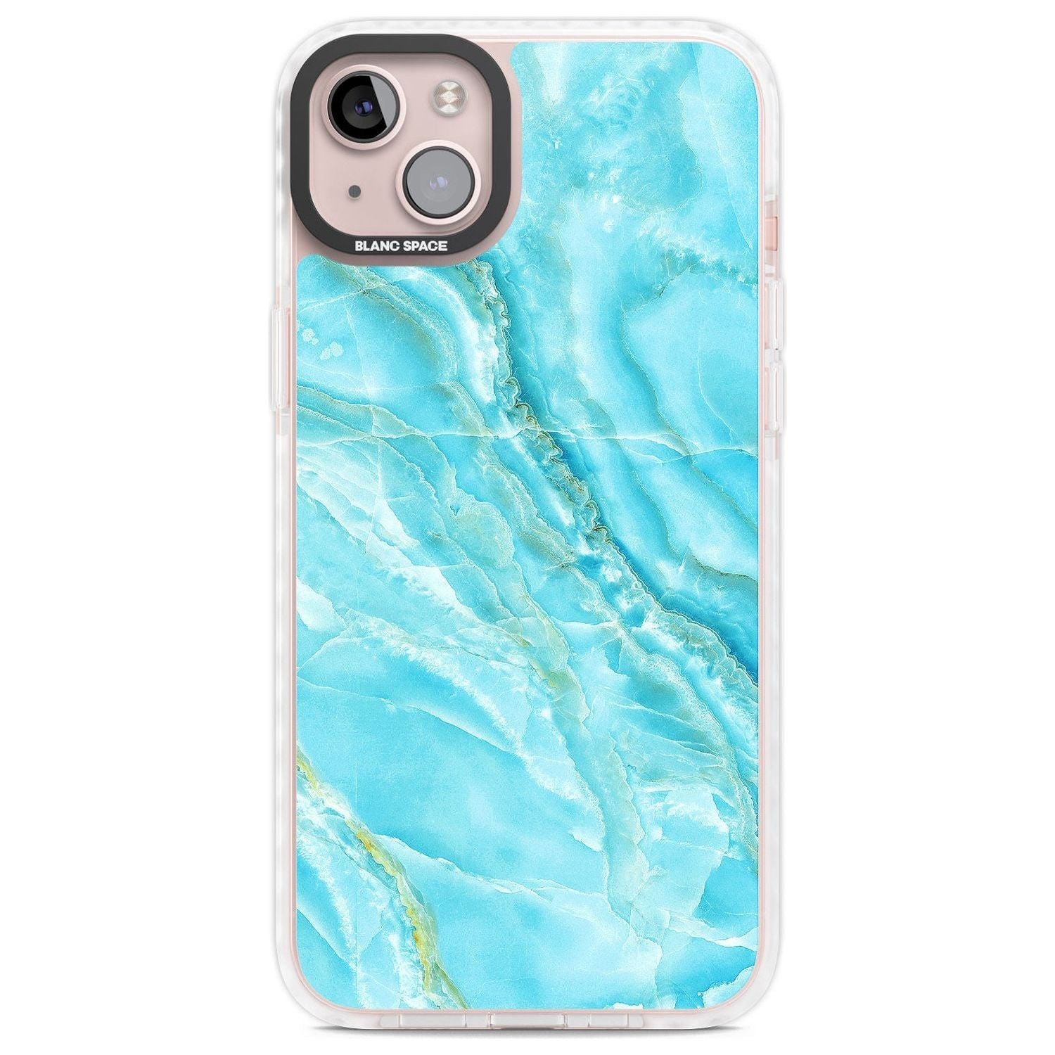 Bright Blue Onyx Marble Phone Case iPhone 14 Plus / Impact Case Blanc Space