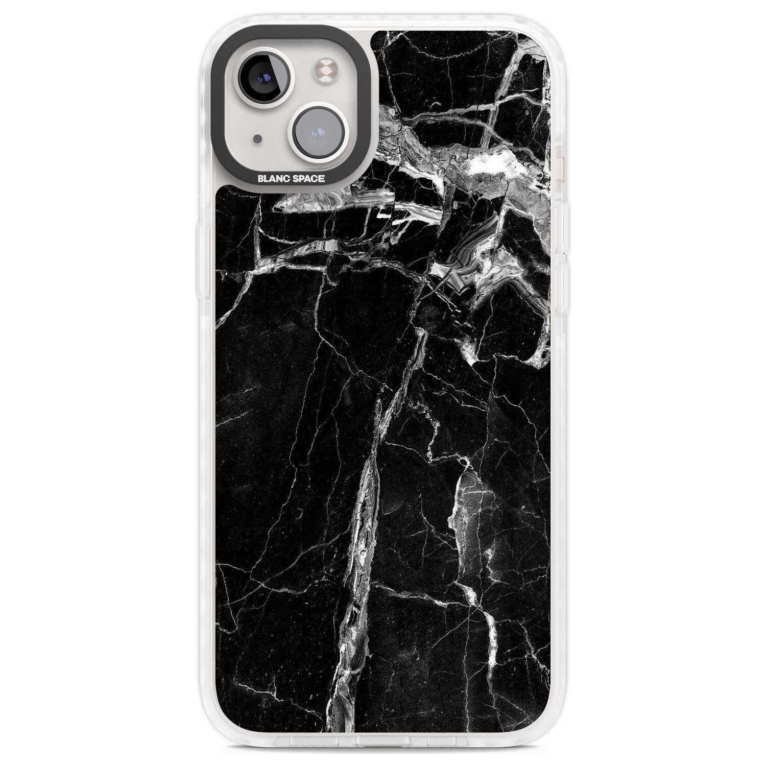 Black Onyx Marble Texture Phone Case iPhone 14 Plus / Impact Case Blanc Space