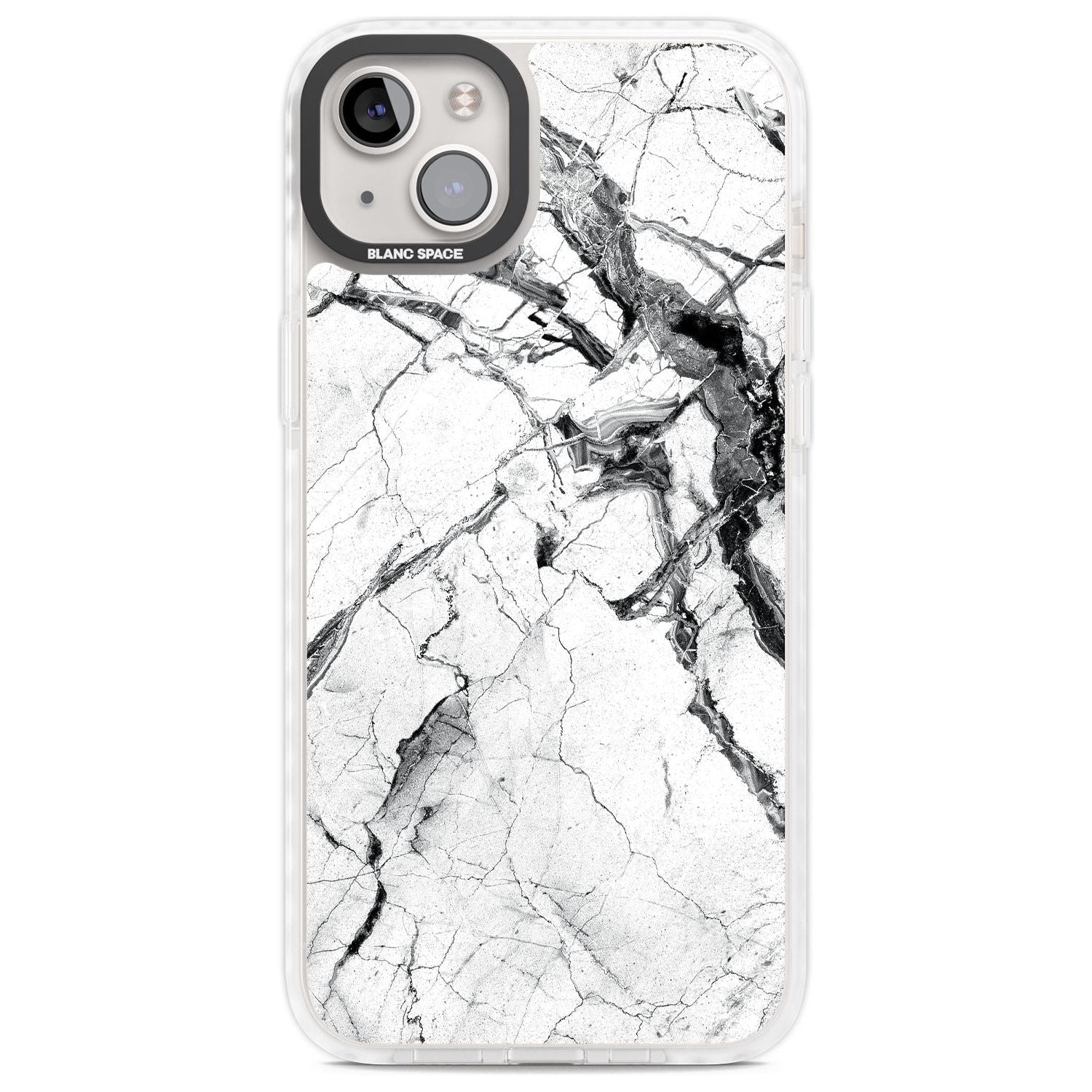 Black & White Stormy Marble Phone Case iPhone 14 Plus / Impact Case Blanc Space