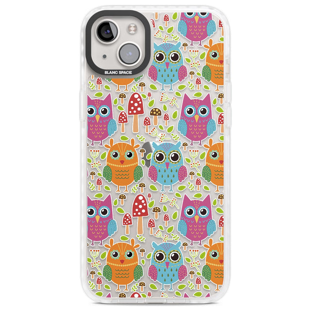Forrest Owl Clear Pattern Phone Case iPhone 14 Plus / Impact Case Blanc Space