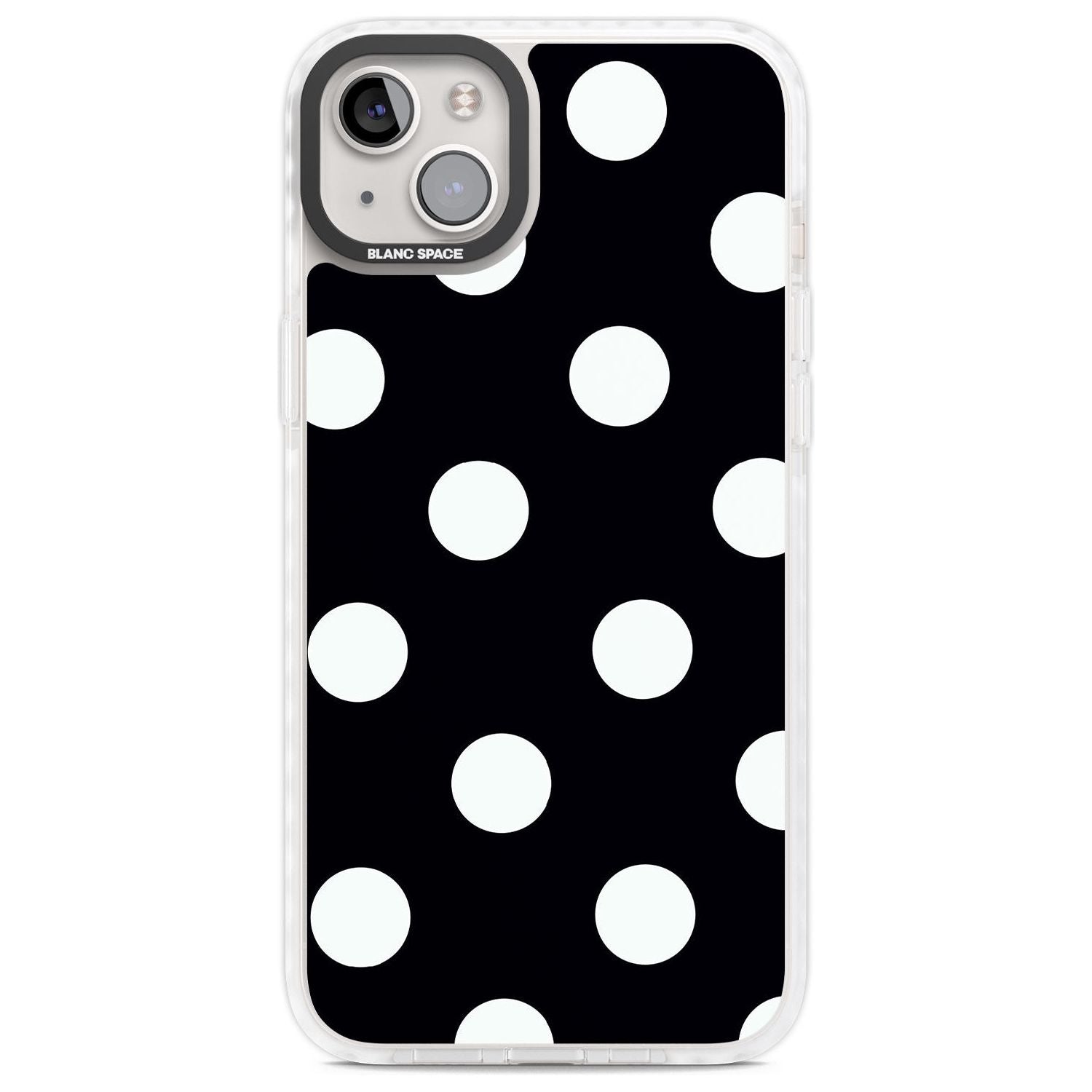 Chic Black Polka Dot Phone Case iPhone 14 Plus / Impact Case Blanc Space