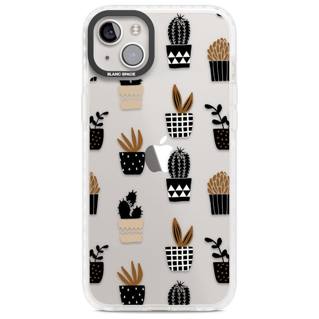 Large Mixed Plants Pattern - Clear Phone Case iPhone 14 Plus / Impact Case Blanc Space