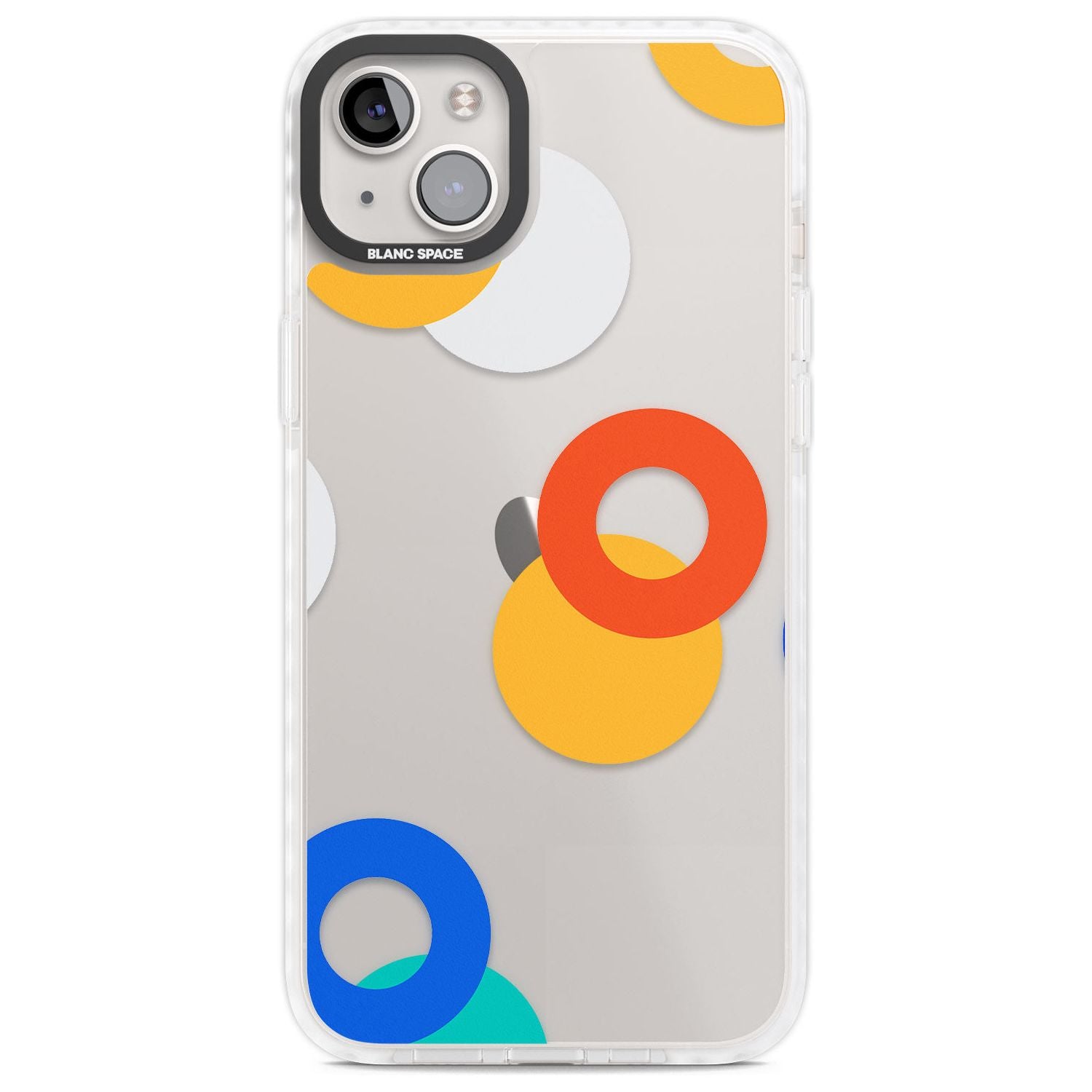 Abstract Mixed Circles Phone Case iPhone 14 Plus / Impact Case Blanc Space