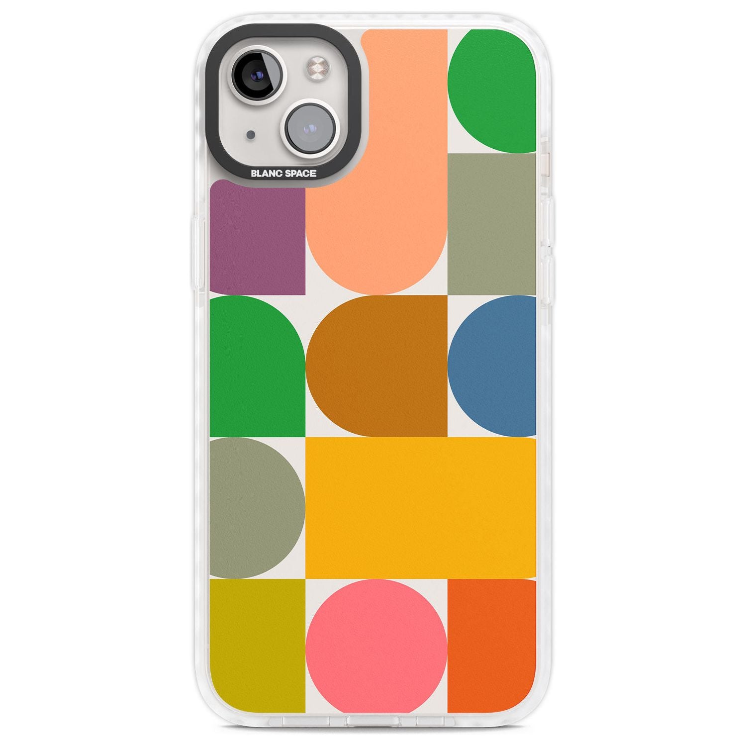 Abstract Retro Shapes: Rainbow Mix Phone Case iPhone 14 Plus / Impact Case Blanc Space