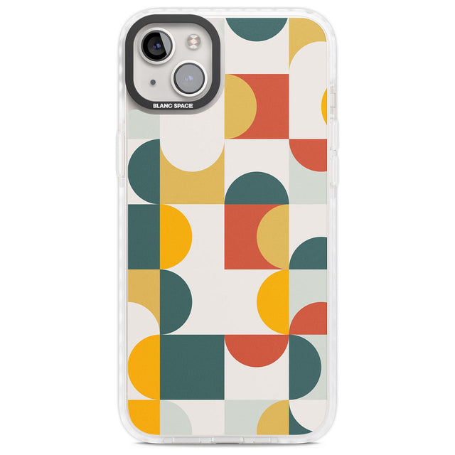 Abstract Retro Shapes: Muted Colour Mix Phone Case iPhone 14 Plus / Impact Case Blanc Space