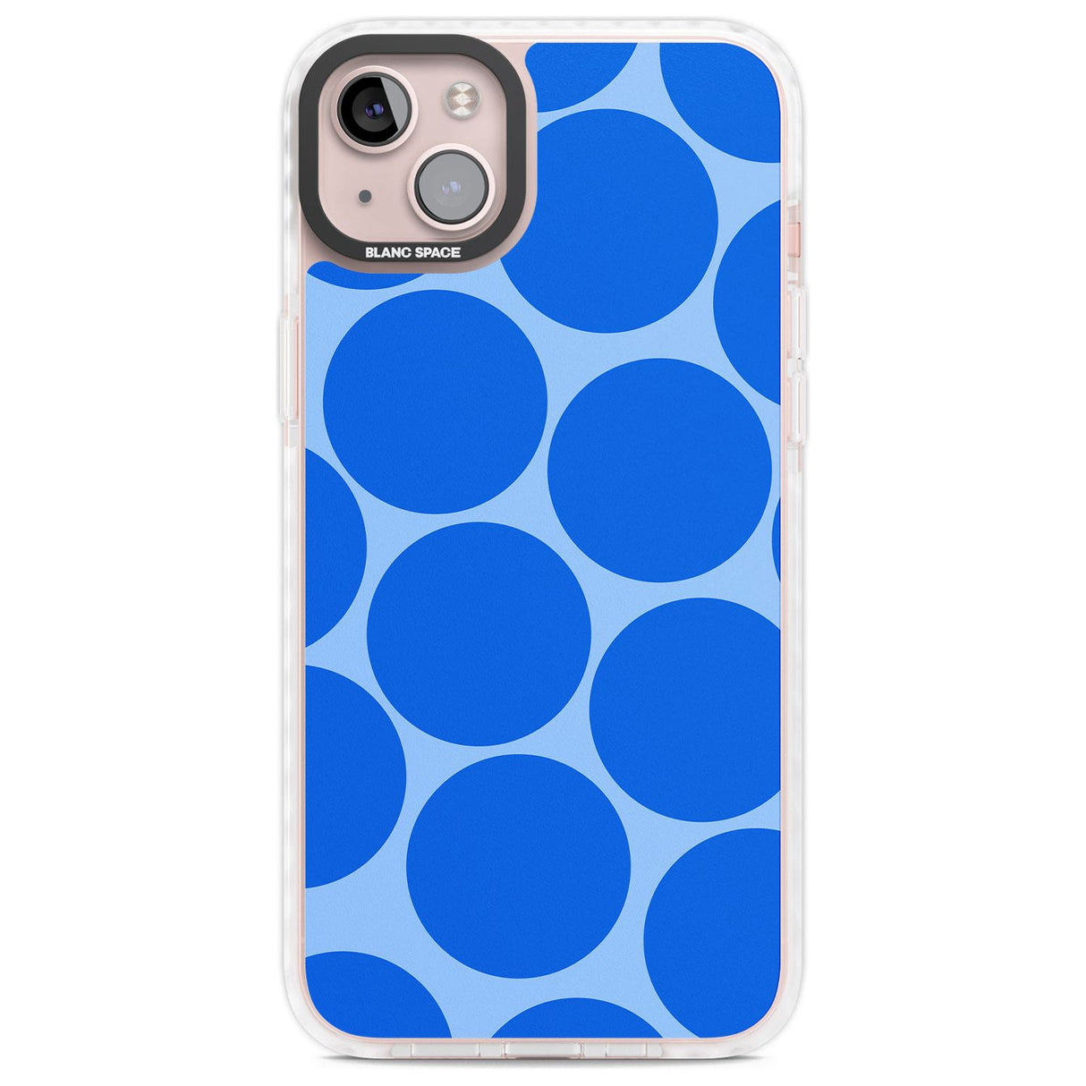Abstract Retro Shapes: Blue Dots Phone Case iPhone 14 Plus / Impact Case Blanc Space