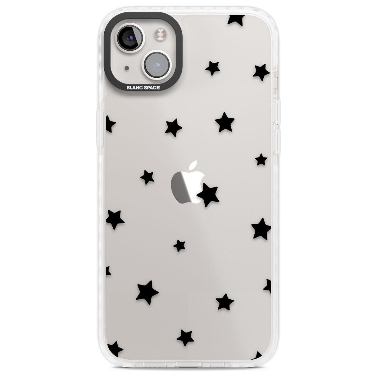 Black Stars Pattern Phone Case iPhone 14 Plus / Impact Case Blanc Space