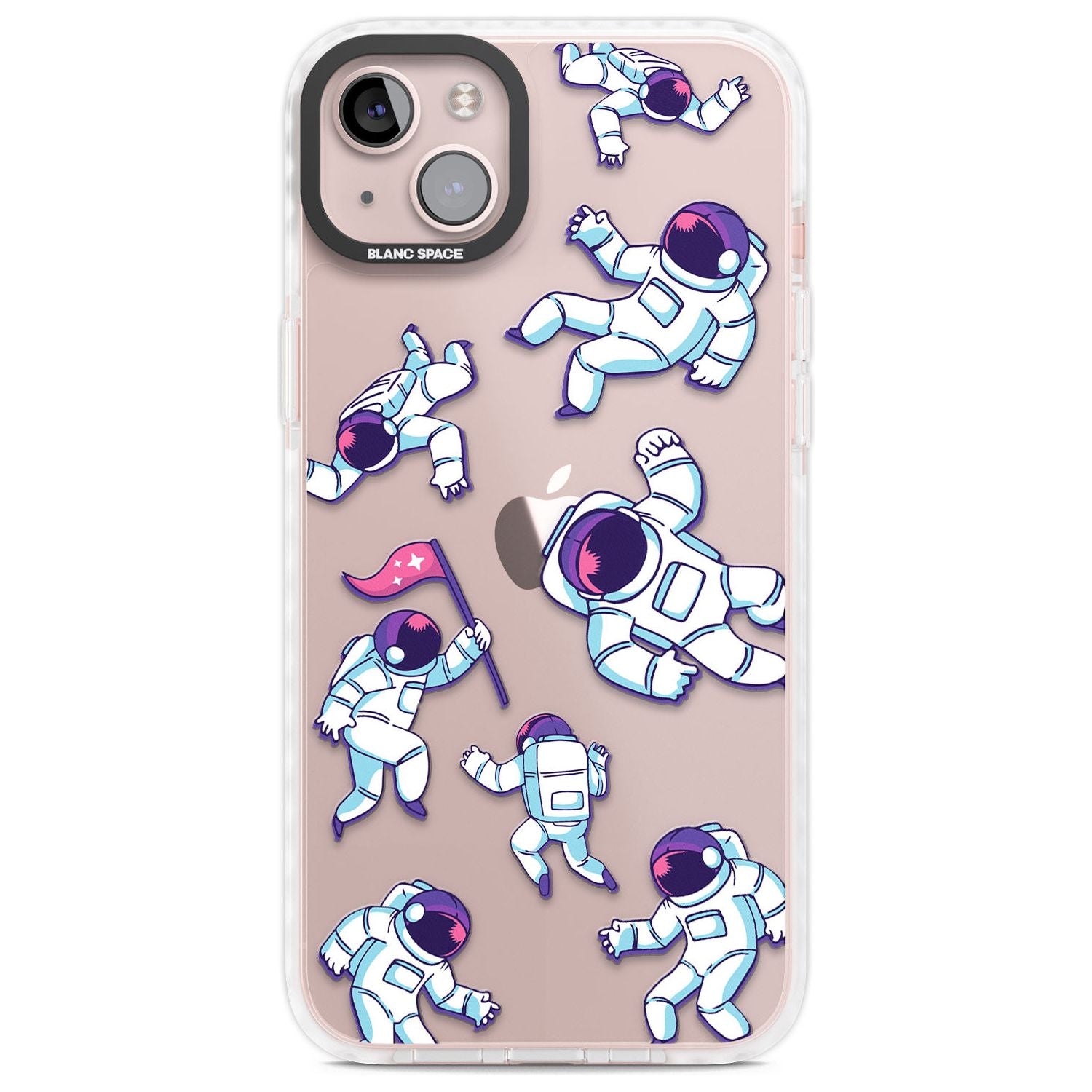 Astronaut Pattern Phone Case iPhone 14 Plus / Impact Case Blanc Space