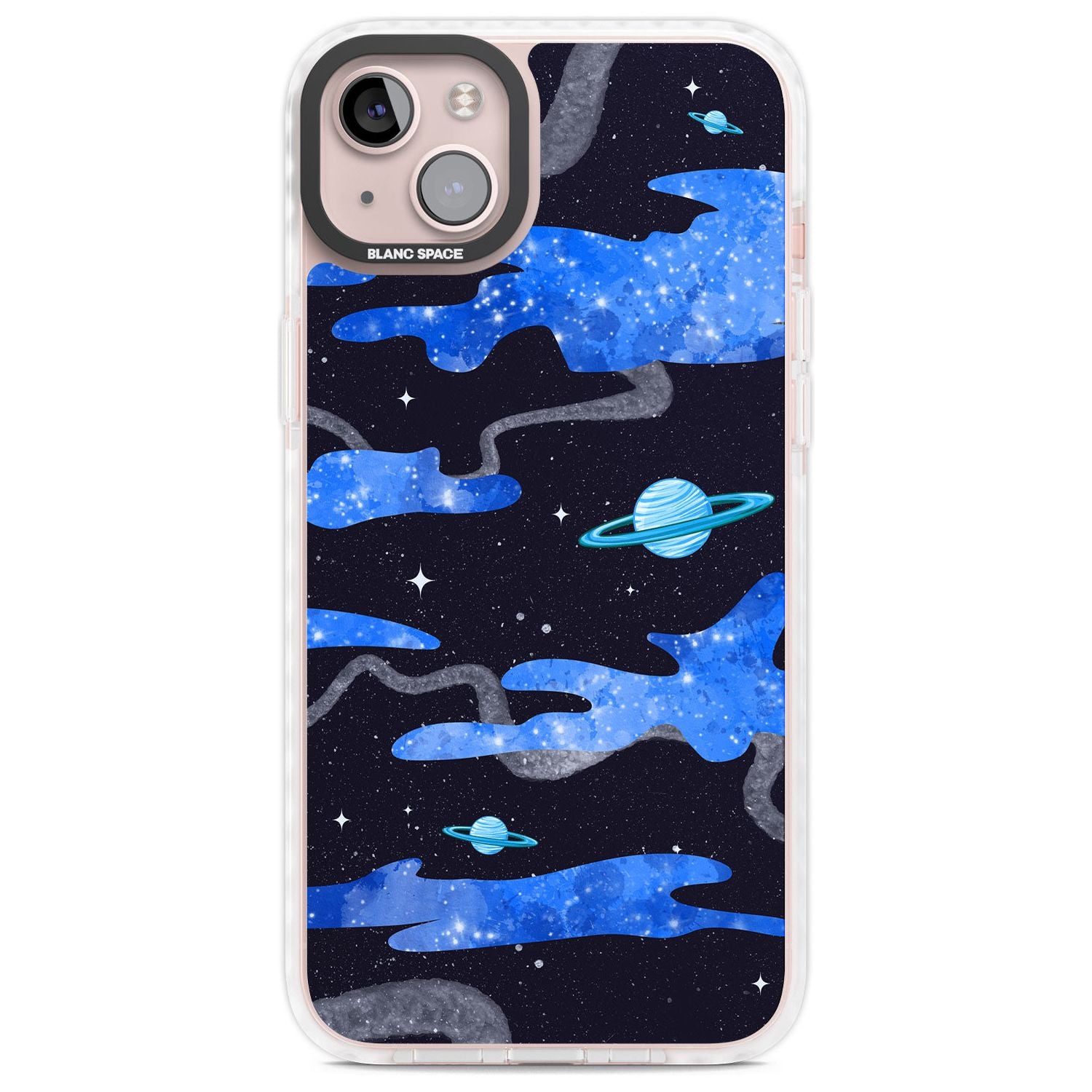 Blue Galaxy Phone Case iPhone 14 Plus / Impact Case Blanc Space