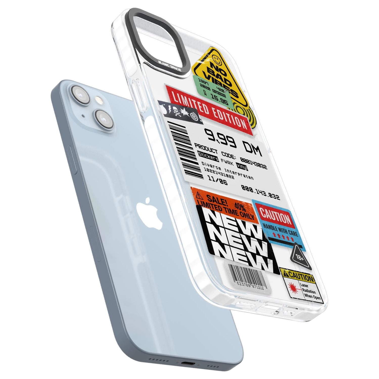 Barcode Sticker Mix Phone Case for iPhone 14 Plus