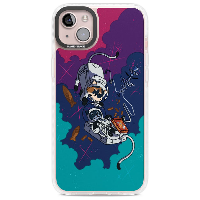 Cats In Space Phone Case iPhone 14 Plus / Impact Case Blanc Space
