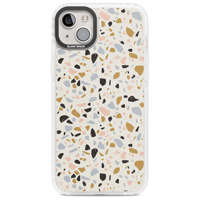 Pale Pink, Blue, & Mocha Terrazzo Pattern Phone Case iPhone 14 Plus / Impact Case Blanc Space