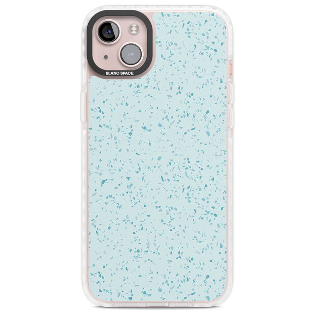 Light Blue Terrazzo Pattern Phone Case iPhone 14 Plus / Impact Case Blanc Space