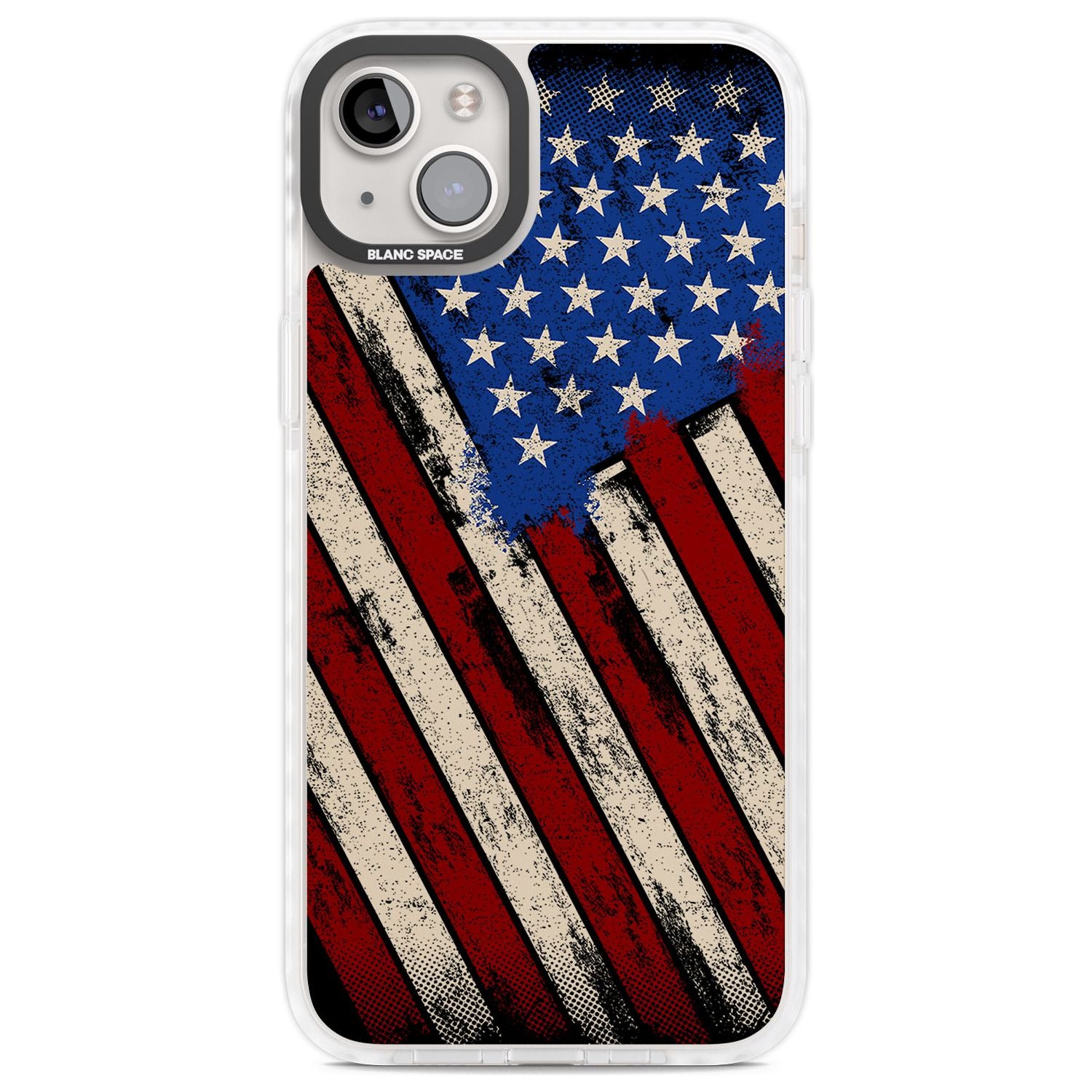 Distressed US Flag Phone Case iPhone 14 Plus / Impact Case Blanc Space
