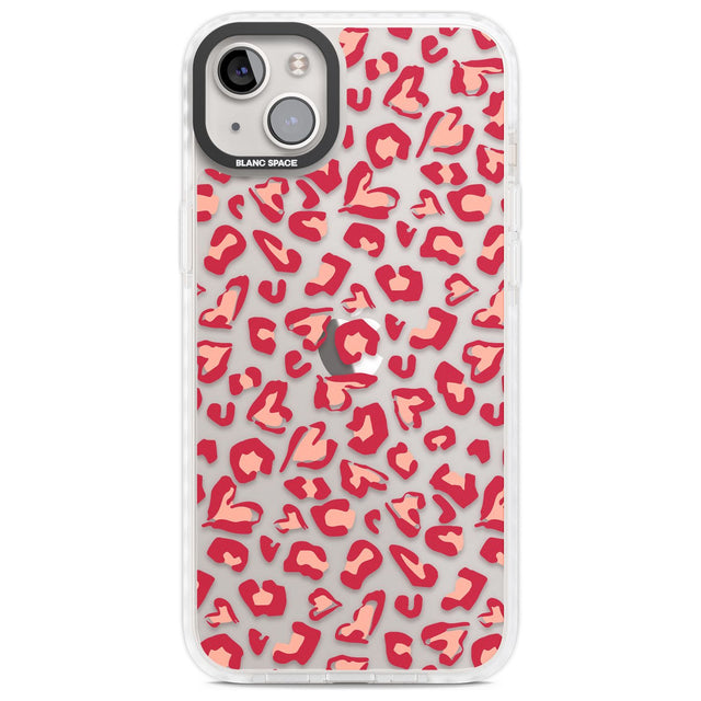 Heart Leopard Print Phone Case iPhone 14 Plus / Impact Case Blanc Space