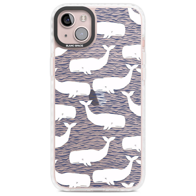 Cute Whales (Transparent) Phone Case iPhone 14 Plus / Impact Case Blanc Space