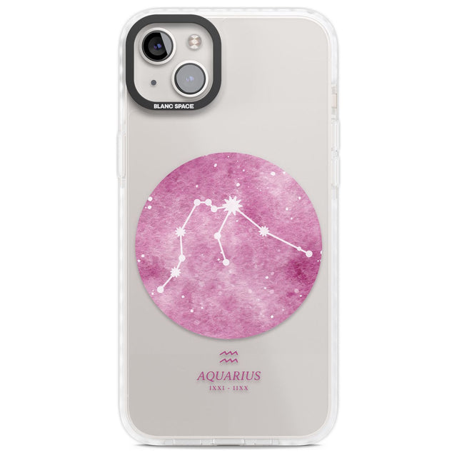 Aquarius Zodiac Transparent Design - Pink Phone Case iPhone 14 Plus / Impact Case Blanc Space