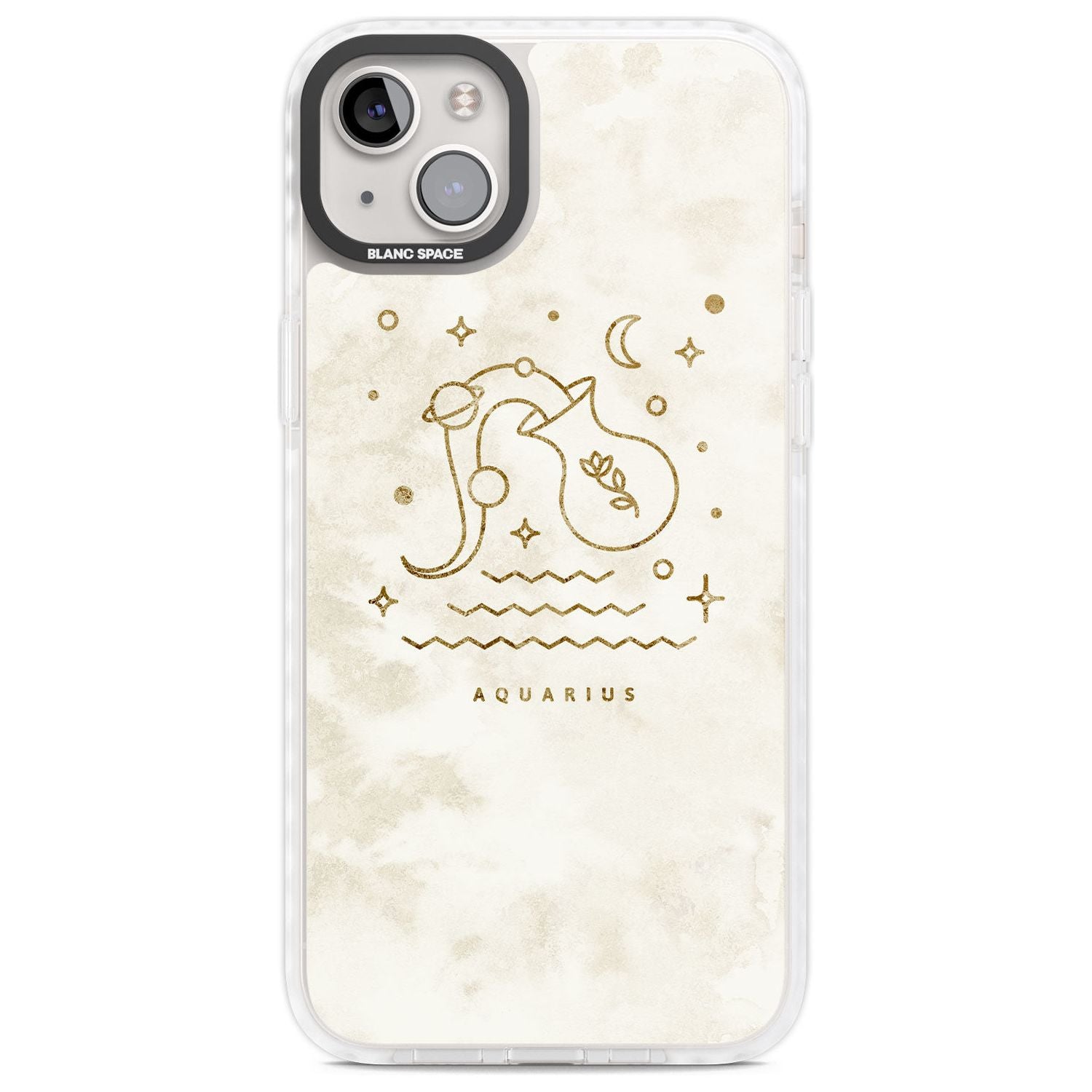 Aquarius Emblem - Solid Gold Marbled Design Phone Case iPhone 14 Plus / Impact Case Blanc Space