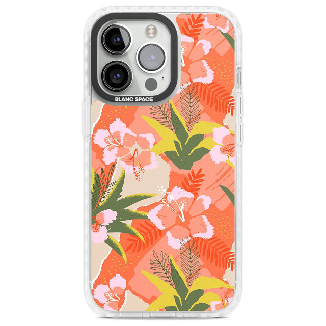 Hawaiian Flowers Abstract Pattern Phone Case iPhone 13 Pro / Impact Case,iPhone 14 Pro / Impact Case,iPhone 15 Pro Max / Impact Case,iPhone 15 Pro / Impact Case Blanc Space