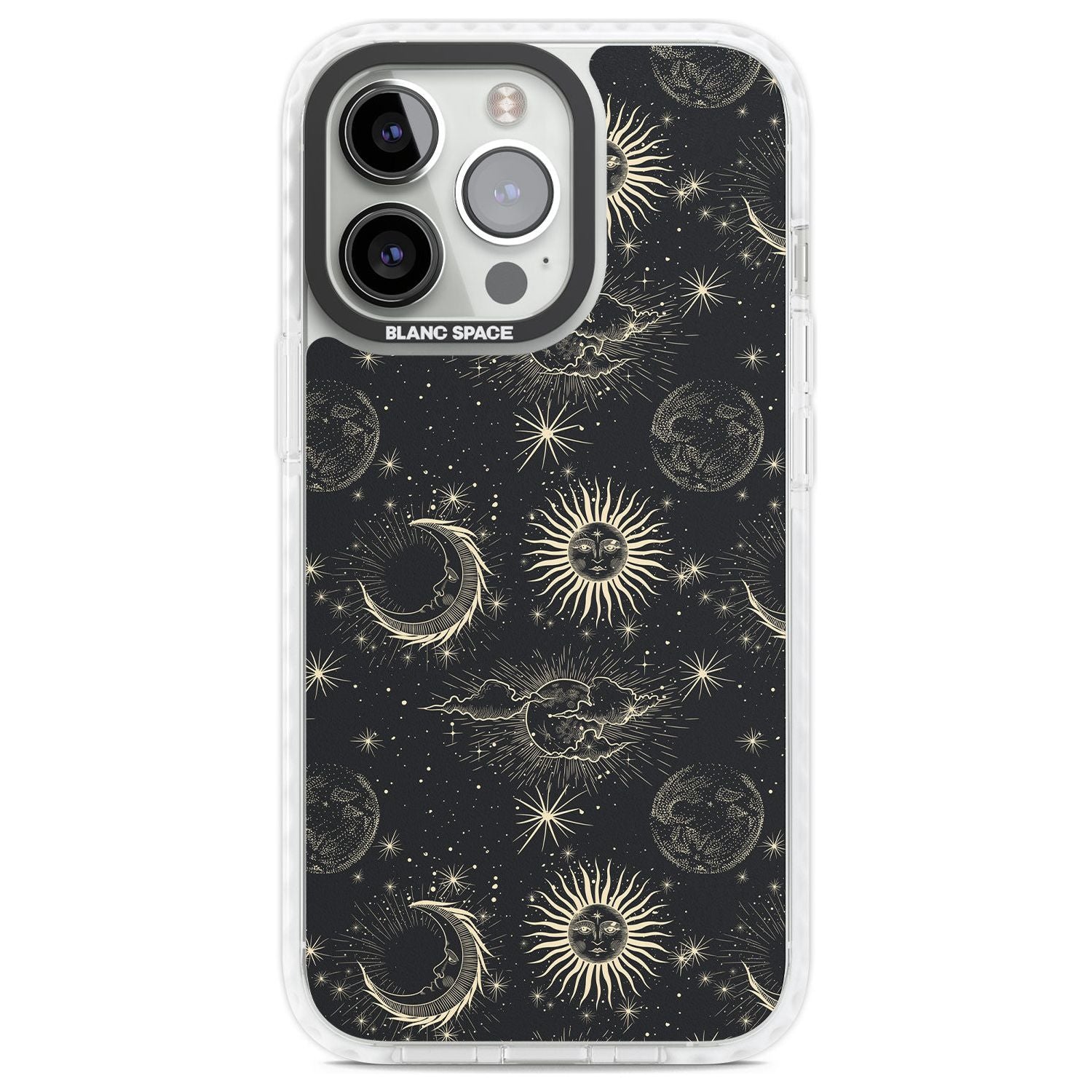 Large Suns, Moons & Clouds Astrological Phone Case iPhone 13 Pro / Impact Case,iPhone 14 Pro / Impact Case,iPhone 15 Pro Max / Impact Case,iPhone 15 Pro / Impact Case Blanc Space