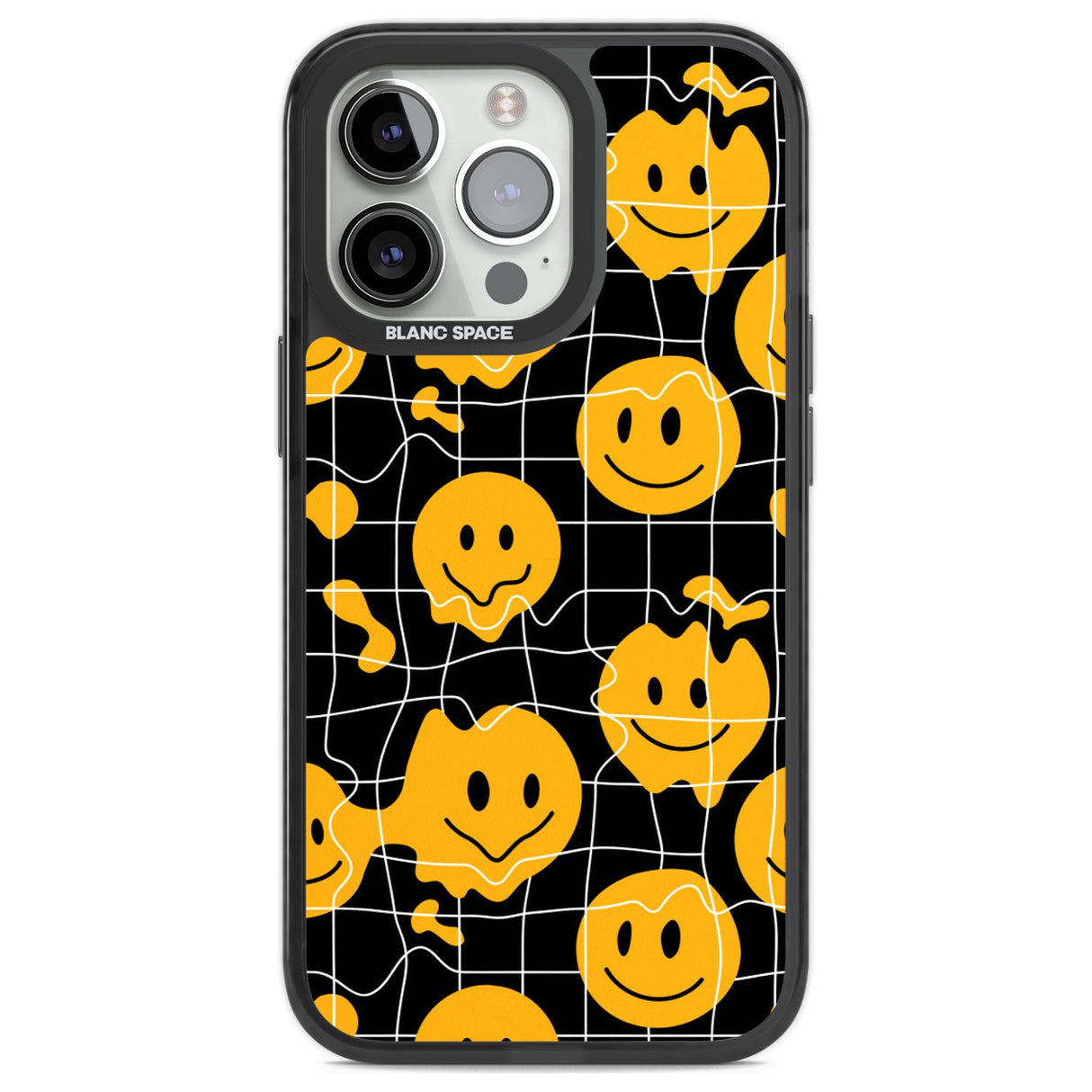 Acid Face Grid Pattern Phone Case iPhone 13 Pro / Black Impact Case,iPhone 14 Pro / Black Impact Case,iPhone 15 Pro Max / Black Impact Case,iPhone 15 Pro / Black Impact Case Blanc Space