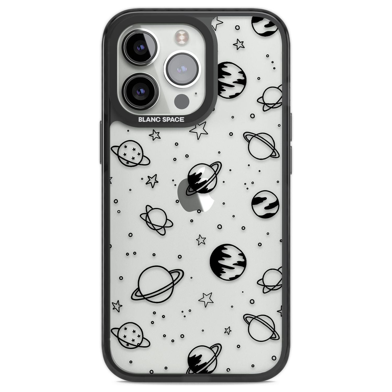 Cosmic Outer Space Design Black on Clear Phone Case iPhone 13 Pro / Black Impact Case,iPhone 14 Pro / Black Impact Case,iPhone 15 Pro Max / Black Impact Case,iPhone 15 Pro / Black Impact Case Blanc Space
