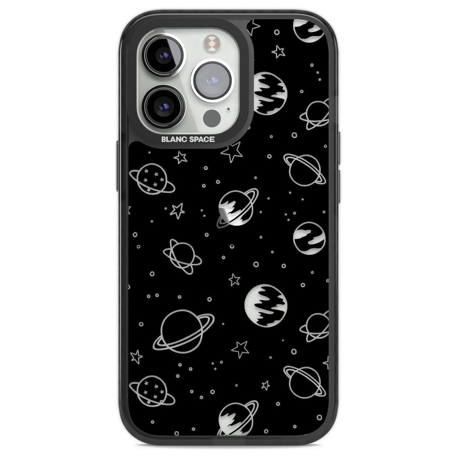 Cosmic Outer Space Design Clear on Black Phone Case iPhone 13 Pro / Black Impact Case,iPhone 14 Pro / Black Impact Case,iPhone 15 Pro Max / Black Impact Case,iPhone 15 Pro / Black Impact Case Blanc Space