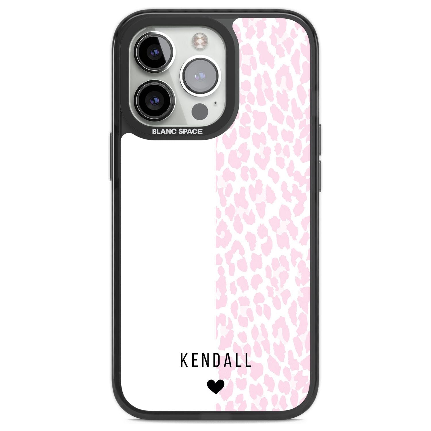 Personalised Pink & White Leopard Spots Custom Phone Case iPhone 13 Pro / Black Impact Case,iPhone 14 Pro / Black Impact Case,iPhone 15 Pro Max / Black Impact Case,iPhone 15 Pro / Black Impact Case Blanc Space