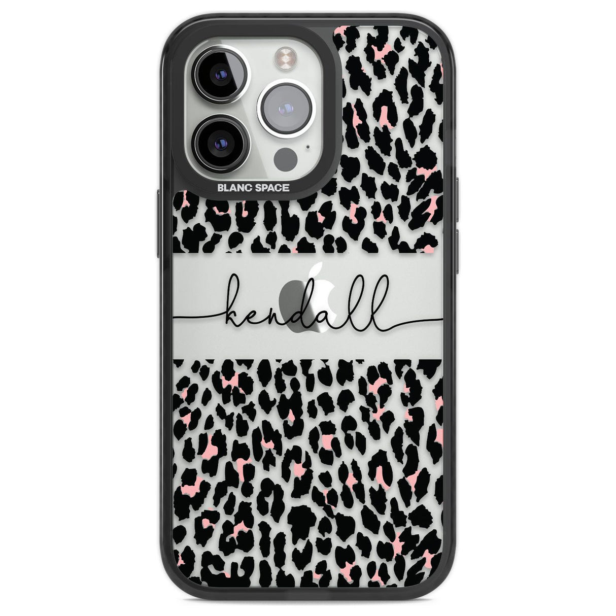 Personalised Pink & Cursive Leopard Spots Custom Phone Case iPhone 13 Pro / Black Impact Case,iPhone 14 Pro / Black Impact Case,iPhone 15 Pro Max / Black Impact Case,iPhone 15 Pro / Black Impact Case Blanc Space