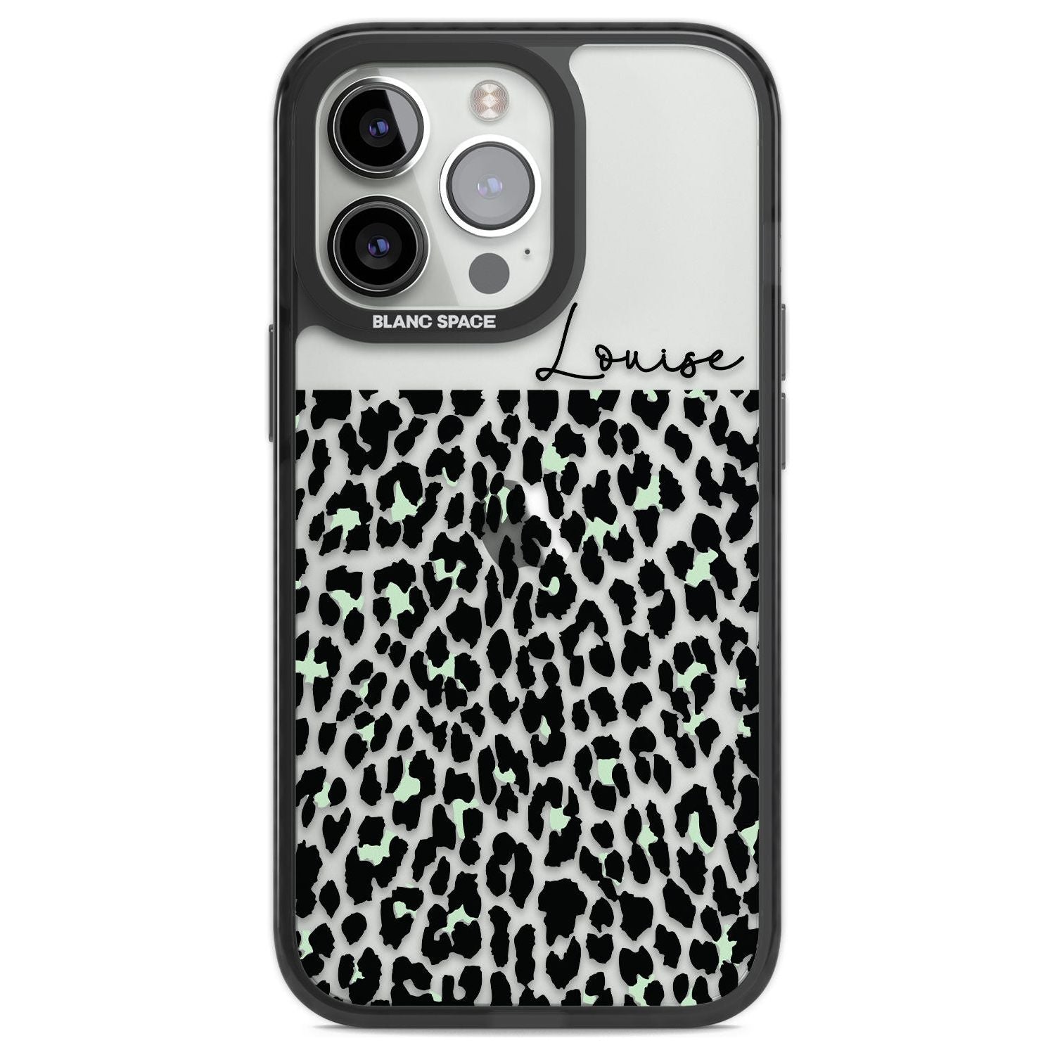 Personalised Seafoam Green & Cursive Leopard Spots