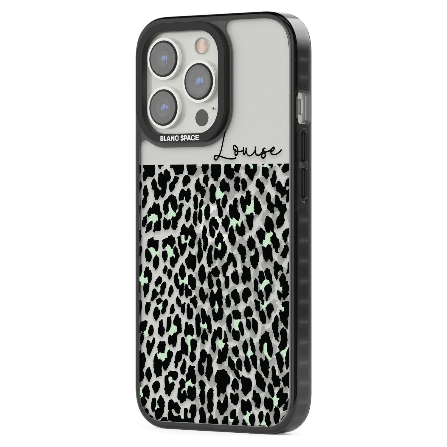 Personalised Seafoam Green & Cursive Leopard Spots
