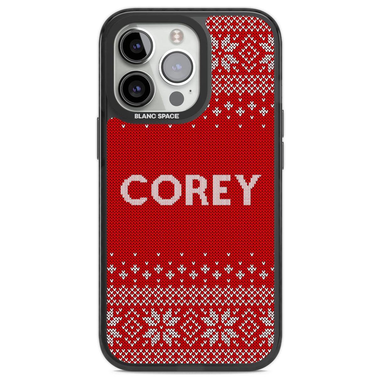 Personalised Red Christmas Knitted Jumper Custom Phone Case iPhone 13 Pro / Black Impact Case,iPhone 14 Pro / Black Impact Case,iPhone 15 Pro Max / Black Impact Case,iPhone 15 Pro / Black Impact Case Blanc Space