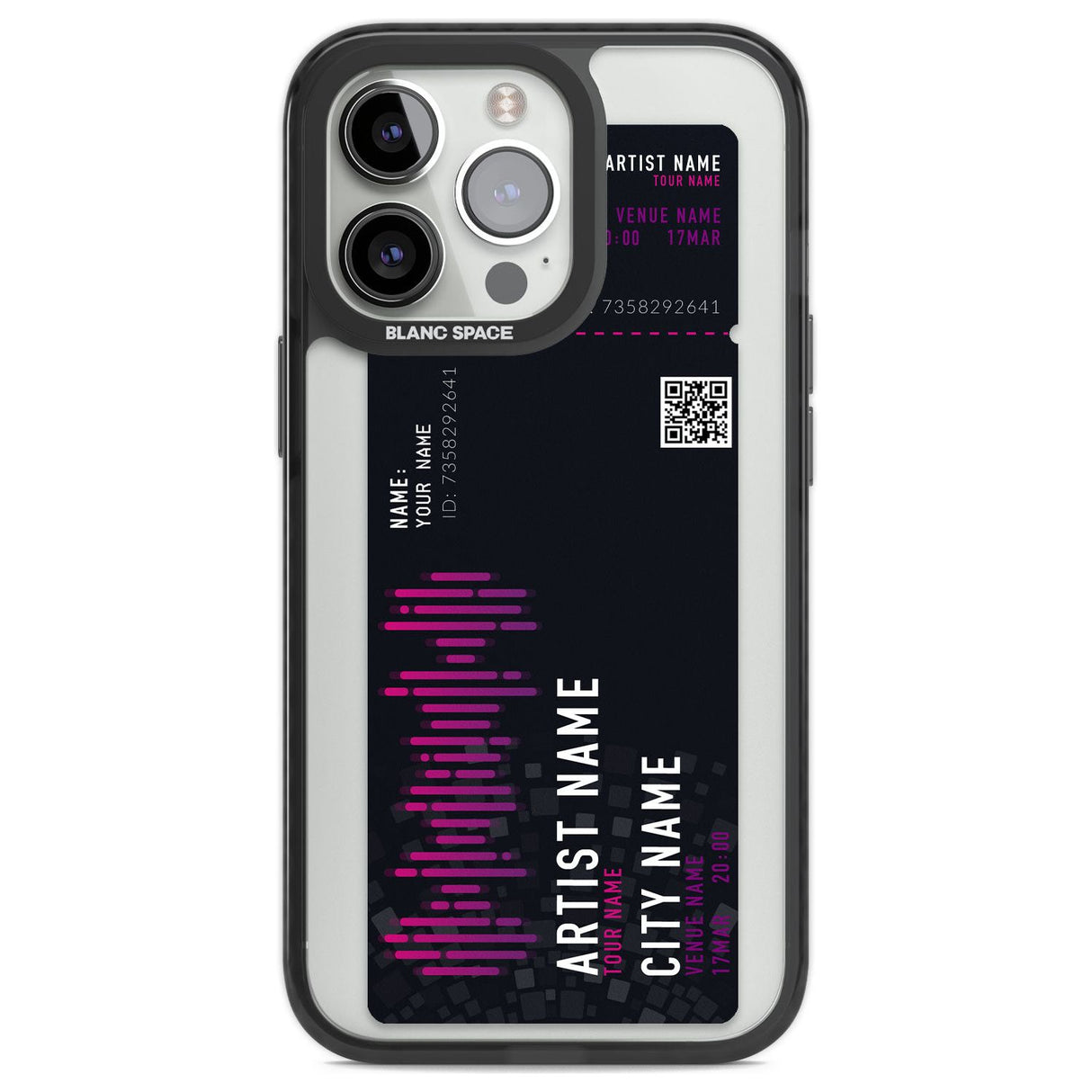 Personalised Concert Ticket Custom Phone Case iPhone 13 Pro / Black Impact Case,iPhone 14 Pro / Black Impact Case,iPhone 15 Pro Max / Black Impact Case,iPhone 15 Pro / Black Impact Case Blanc Space