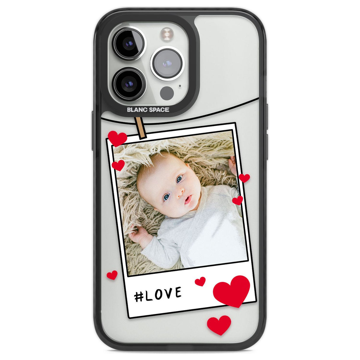 Personalised Love Instant Film Photo Custom Phone Case iPhone 13 Pro / Black Impact Case,iPhone 14 Pro / Black Impact Case,iPhone 15 Pro Max / Black Impact Case,iPhone 15 Pro / Black Impact Case Blanc Space