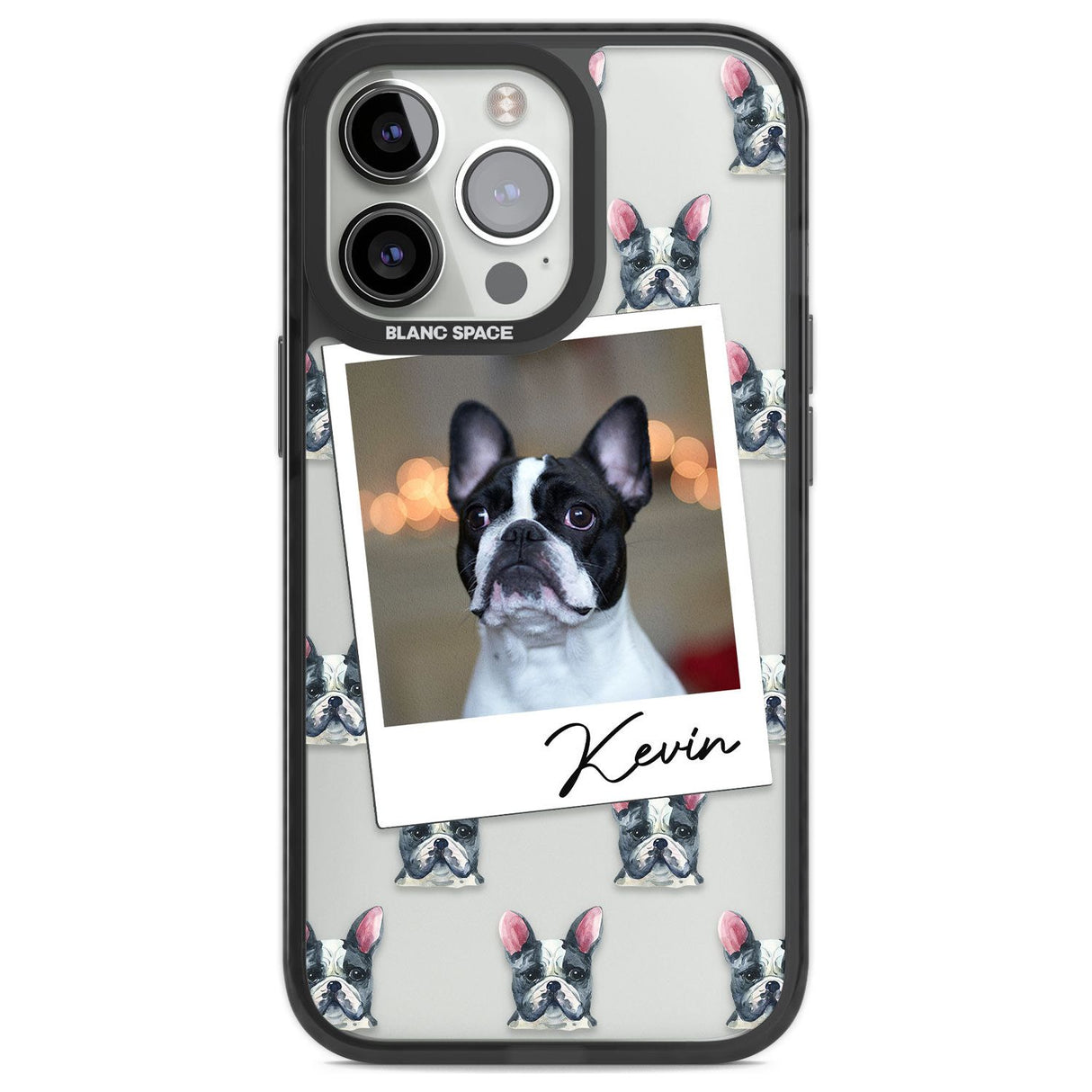 Personalised French Bulldog, Black & White - Dog Photo Custom Phone Case iPhone 13 Pro / Black Impact Case,iPhone 14 Pro / Black Impact Case,iPhone 15 Pro Max / Black Impact Case,iPhone 15 Pro / Black Impact Case Blanc Space