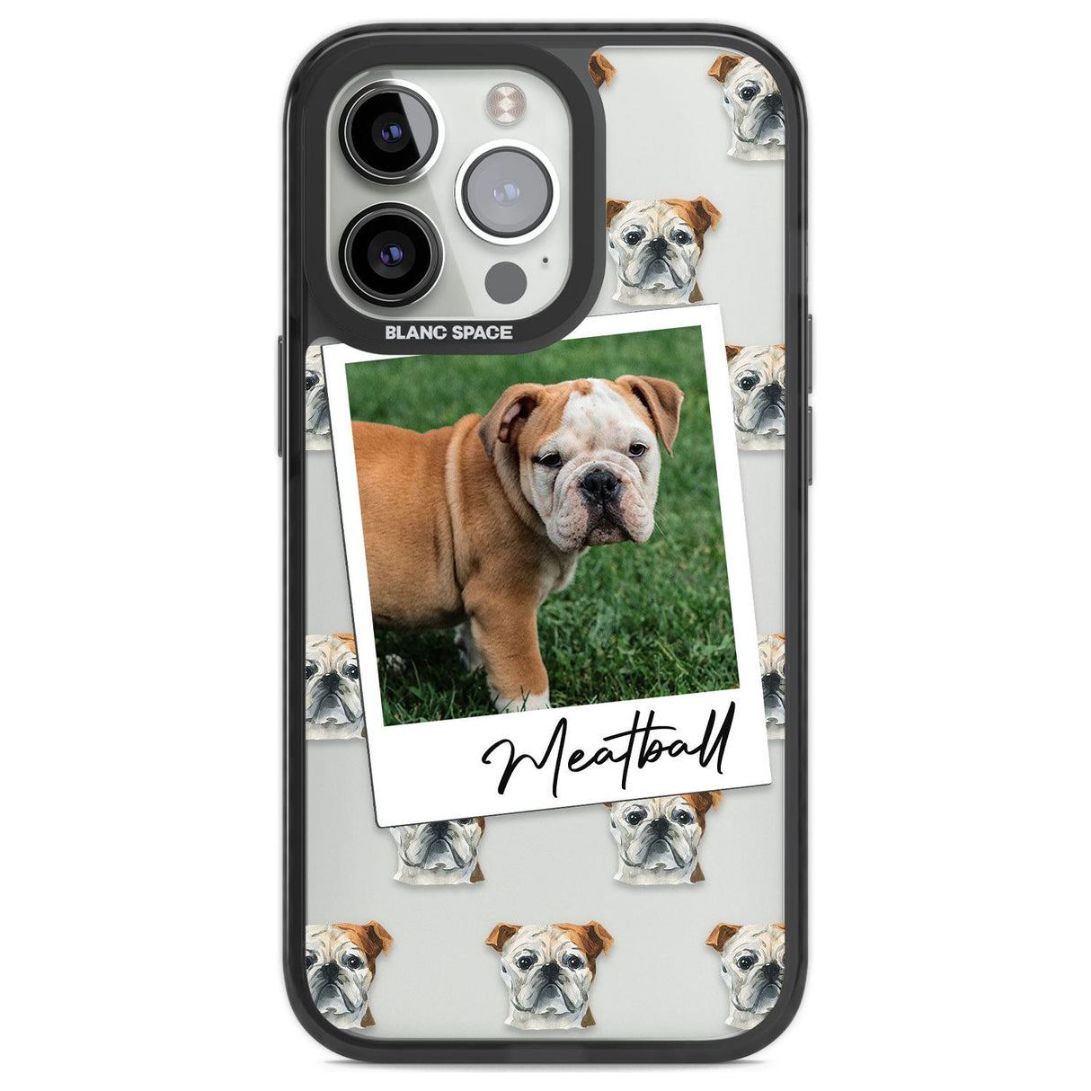 Personalised English Bulldog - Dog Photo Custom Phone Case iPhone 13 Pro / Black Impact Case,iPhone 14 Pro / Black Impact Case,iPhone 15 Pro Max / Black Impact Case,iPhone 15 Pro / Black Impact Case Blanc Space