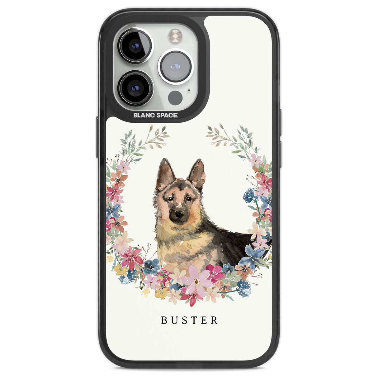 Personalised German Shepherd - Watercolour Dog Portrait Custom Phone Case iPhone 13 Pro / Black Impact Case,iPhone 14 Pro / Black Impact Case,iPhone 15 Pro Max / Black Impact Case,iPhone 15 Pro / Black Impact Case Blanc Space