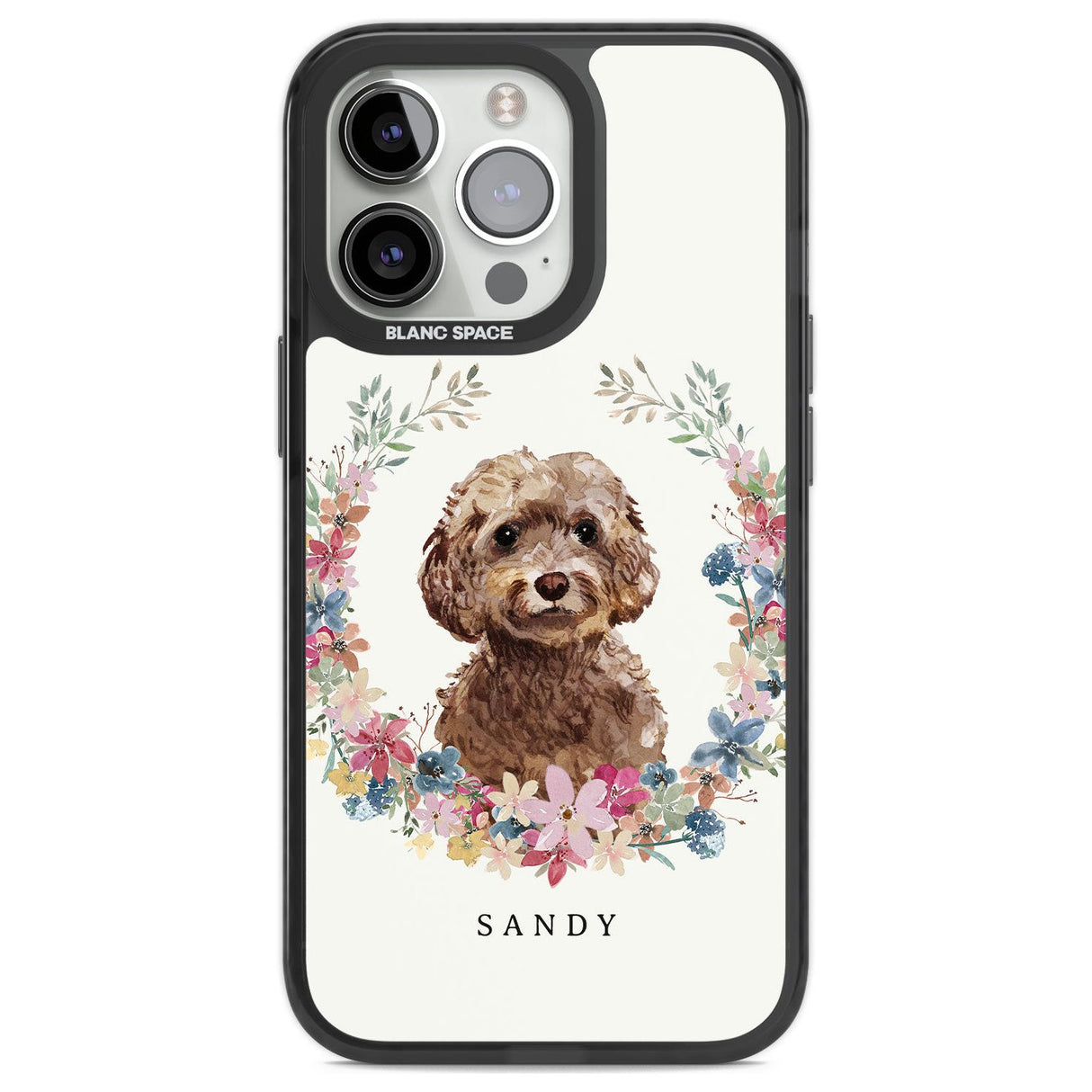 Personalised Brown Cockapoo - Watercolour Dog Portrait Custom Phone Case iPhone 13 Pro / Black Impact Case,iPhone 14 Pro / Black Impact Case,iPhone 15 Pro Max / Black Impact Case,iPhone 15 Pro / Black Impact Case Blanc Space