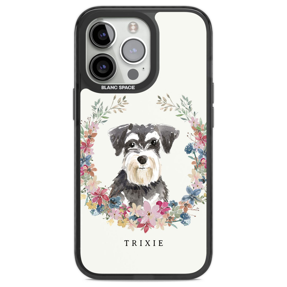 Personalised Miniature Schnauzer - Watercolour Dog Portrait Custom Phone Case iPhone 13 Pro / Black Impact Case,iPhone 14 Pro / Black Impact Case,iPhone 15 Pro Max / Black Impact Case,iPhone 15 Pro / Black Impact Case Blanc Space