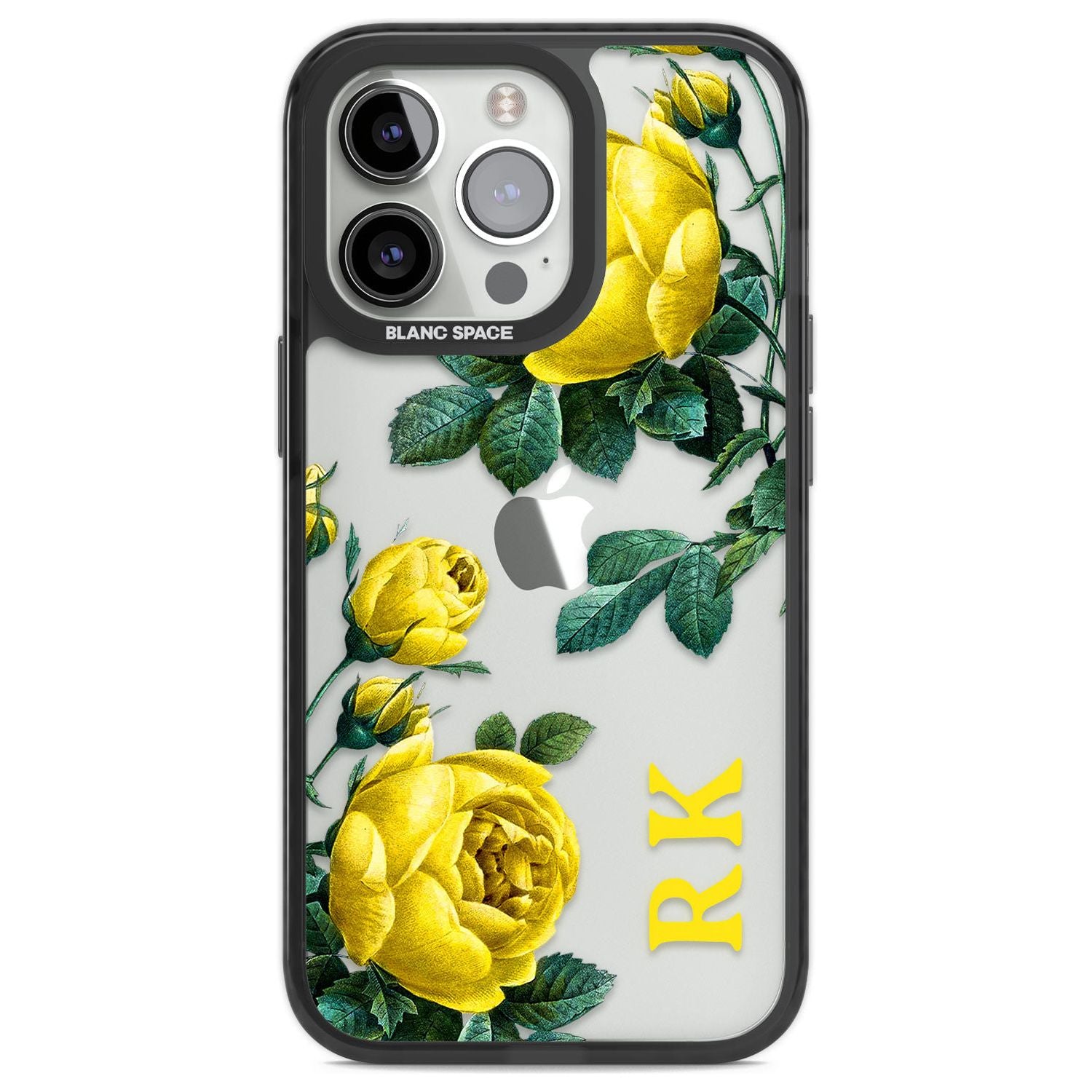 Personalised Clear Vintage Floral Yellow Roses Custom Phone Case iPhone 13 Pro / Black Impact Case,iPhone 14 Pro / Black Impact Case,iPhone 15 Pro Max / Black Impact Case,iPhone 15 Pro / Black Impact Case Blanc Space