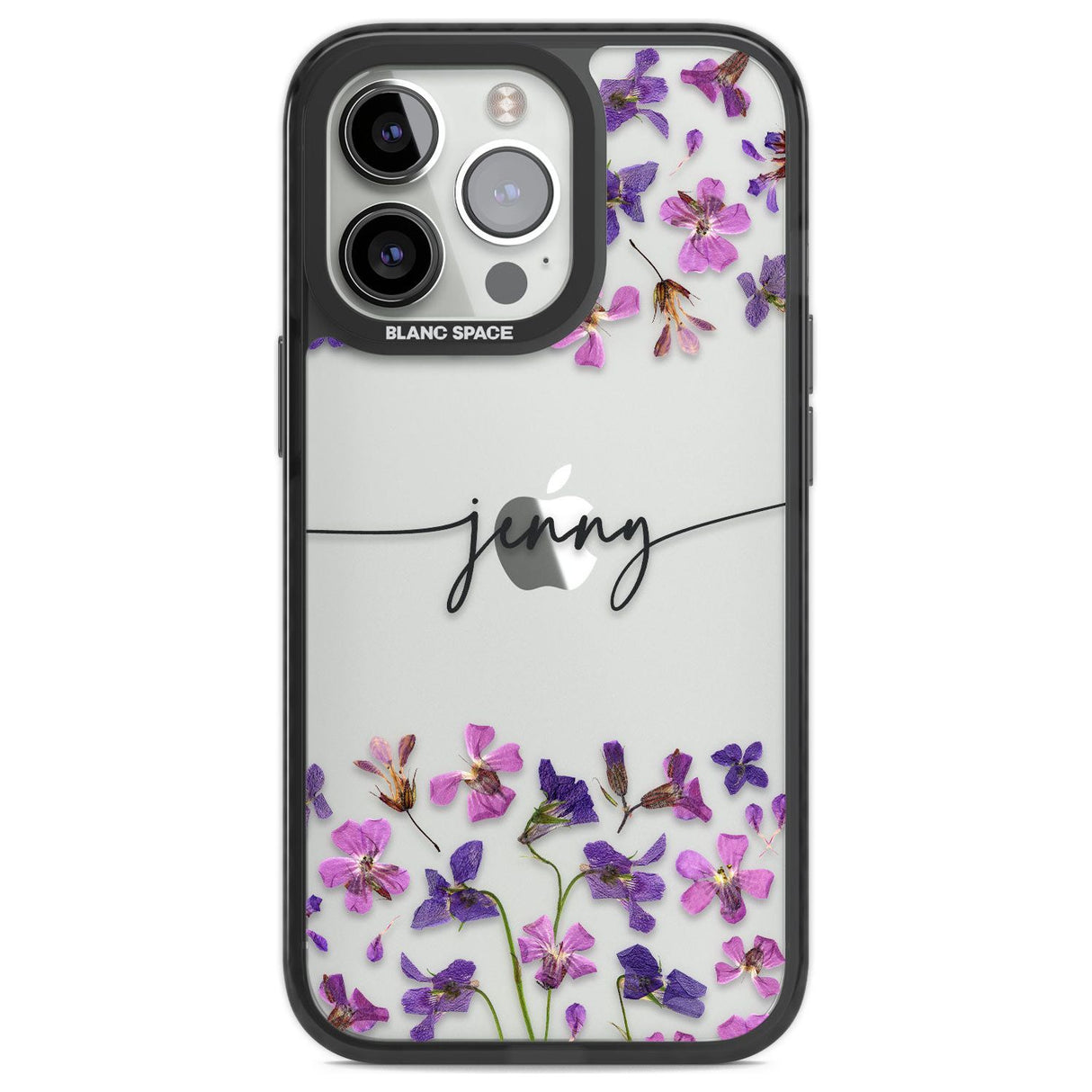 Personalised Purple Violets Custom Phone Case iPhone 13 Pro / Black Impact Case,iPhone 14 Pro / Black Impact Case,iPhone 15 Pro Max / Black Impact Case,iPhone 15 Pro / Black Impact Case Blanc Space