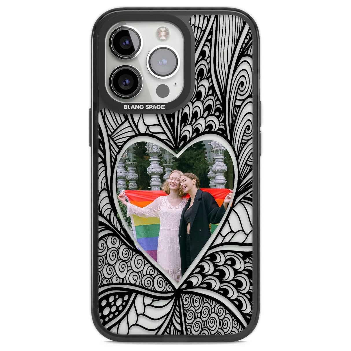 Personalised Henna Heart Photo Case Custom Phone Case iPhone 13 Pro / Black Impact Case,iPhone 14 Pro / Black Impact Case,iPhone 15 Pro Max / Black Impact Case,iPhone 15 Pro / Black Impact Case Blanc Space