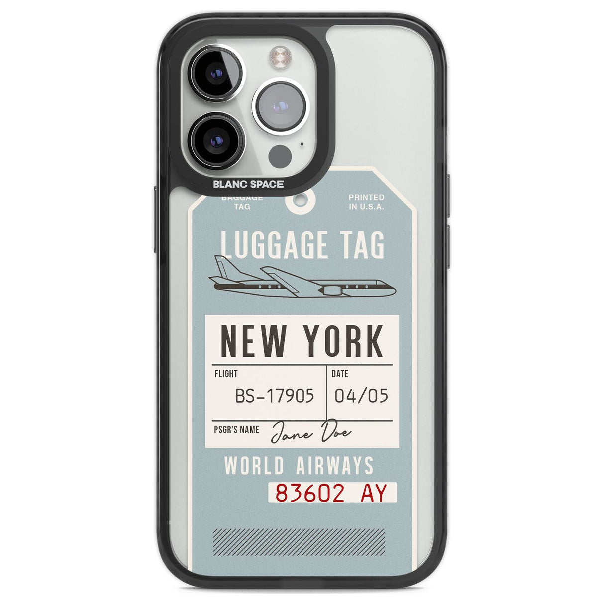 Personalised Vintage USA Luggage Tag Custom Phone Case iPhone 13 Pro / Black Impact Case,iPhone 14 Pro / Black Impact Case,iPhone 15 Pro Max / Black Impact Case,iPhone 15 Pro / Black Impact Case Blanc Space