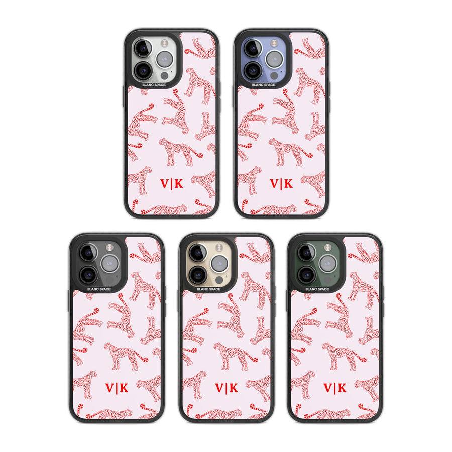 Personalised + Red & Pink Cheetah iPhone Case Blanc Space